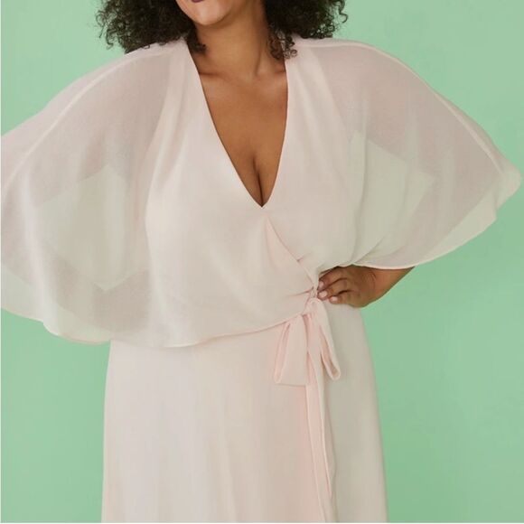 NWT ModCloth Wrapped in Rapture Light Pink Chiffon Maxi Dress Size Large - Picture 3 of 12